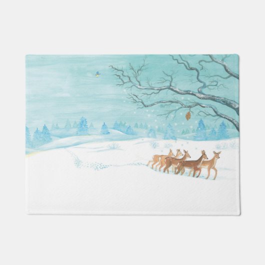 Roe Deer in de winter Deurmat (Voorkant)