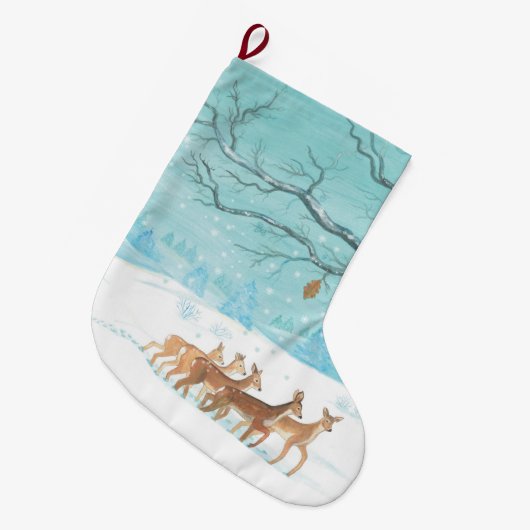Roe Deer in de winter Grote Kerstsok (Voorkant (Hangend))