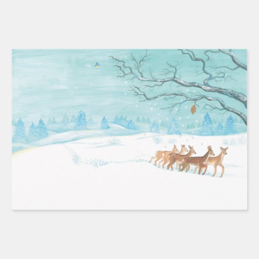 Roe Deer in de winter Inpakpapier Vel (Voorkant)