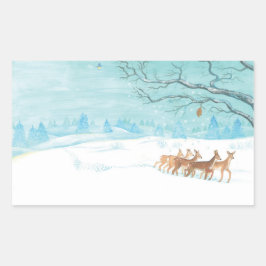 Roe Deer in de winter Rechthoekige Sticker