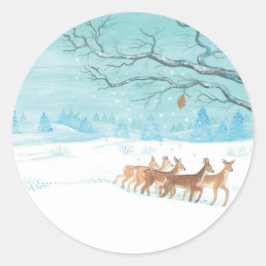 Roe Deer in de winter Ronde Sticker