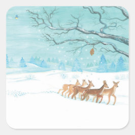 Roe Deer in de winter Vierkante Sticker