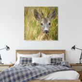 Roe Deer in Tarweveld - Natuur Fotografie Print (Insitu (Slaapkamer))