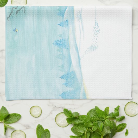 Roe Deer in the Winter Woodland Gedekt met sneeuw Theedoek (Gevouwen)