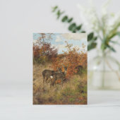 Roe Deer Met Herfstbladeren Wildlife Briefkaart (Staand voorkant)