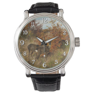 Roe Deer Met Herfstbladeren  Wildlife Horloge