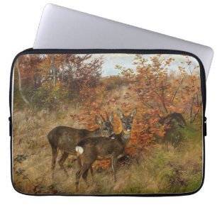 Roe Deer Met Herfstbladeren Wildlife Laptop Sleeve