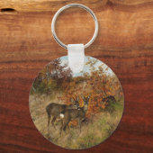 Roe Deer Met Herfstbladeren Wildlife Sleutelhanger (Achterkant)