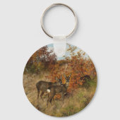 Roe Deer Met Herfstbladeren Wildlife Sleutelhanger (Achterkant)