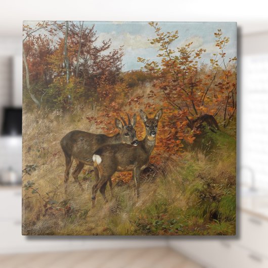 Roe Deer Met Herfstbladeren  Wildlife Tegeltje