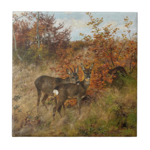 Roe Deer Met Herfstbladeren Wildlife Tegeltje