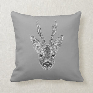 Roe Deer Stags Head Sierkussen tekenen