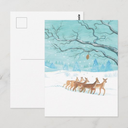 Roe Deer Winter Briefkaart (Voorkant / Achterkant)