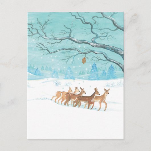 Roe Deer Winter Briefkaart (Voorkant)