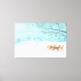 Roe Deer winter sneeuwlandschap Canvas Afdruk