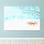 Roe Deer winter sneeuwlandschap Canvas Afdruk (Insitu (Houten vloer))