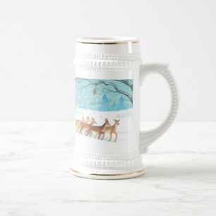 Roe Deer wintersneeuwlandschap Bierpul