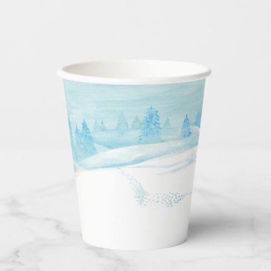 Roe Deer wintersneeuwlandschap Papieren Bekers (Voorkant)