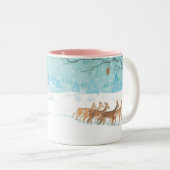 Roe Deer wintersneeuwlandschap Tweekleurige Koffiemok (Voorkant rechts)