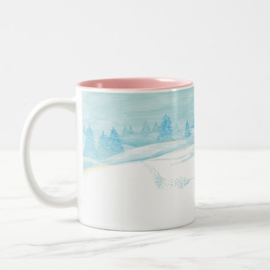 Roe Deer wintersneeuwlandschap Tweekleurige Koffiemok (Links)