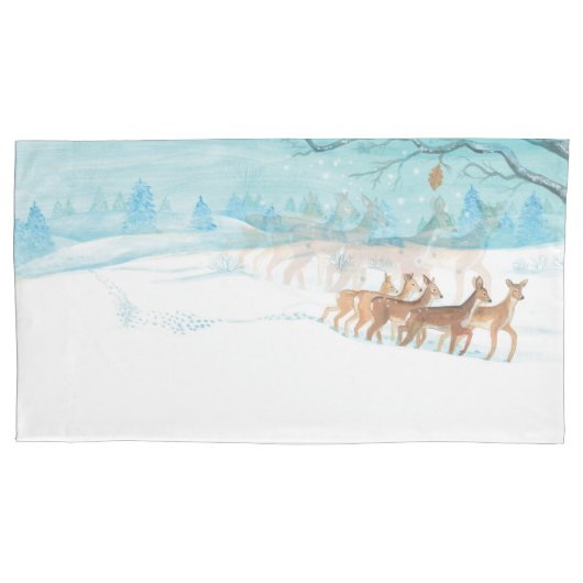 Roe Deers in de winter Kussensloop (Voorkant-Links)