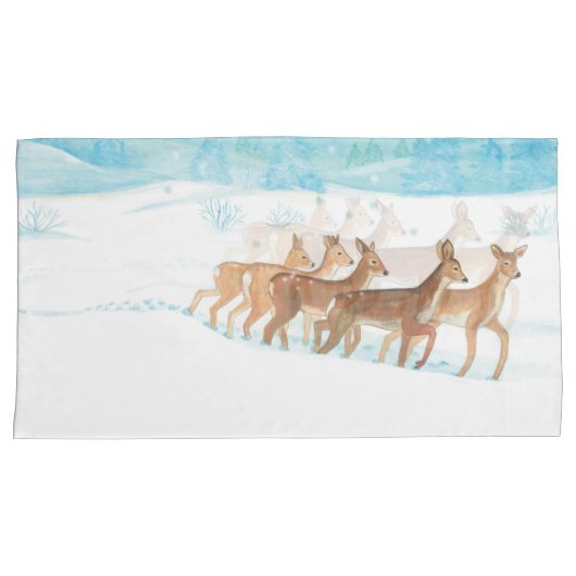 Roe Deers in de winter Kussensloop (Voorkant-Rechts)