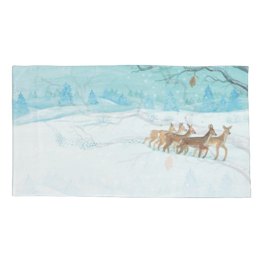 Roe Deers in de winter Kussensloop (Achterkant-Links)