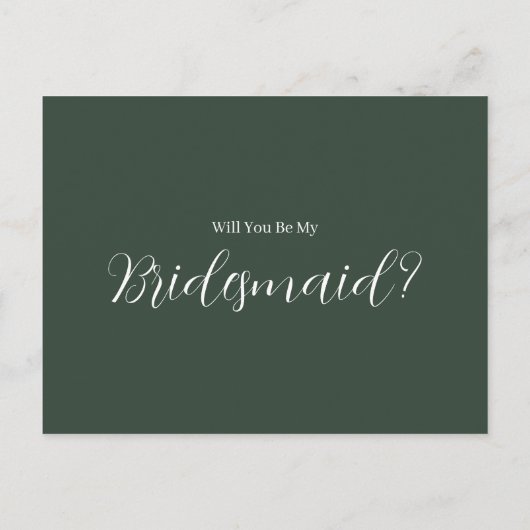 ROE Dusky Groen & Wit Eenvoudig Bruidsmeisje Briefkaart (Achterkant)