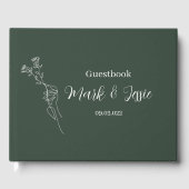 ROE Dusky Groen & Wit Eenvoudige Bruiloft Gastenboek (Voorkant)