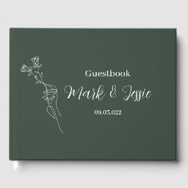 ROE Dusky Groen & Wit Eenvoudige Bruiloft Gastenboek
