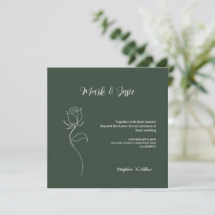 ROE Dusky Groen & Wit Eenvoudige Bruiloft Kaart