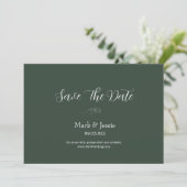 ROE Dusky Groen & Wit Eenvoudige Bruiloft Save The Date (Staand voorkant)