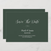 ROE Dusky Groen & Wit Eenvoudige Bruiloft Save The Date (Voorkant / Achterkant)
