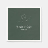 ROE Dusky Groen & Wit Eenvoudige Bruiloft Servet (Voorkant)