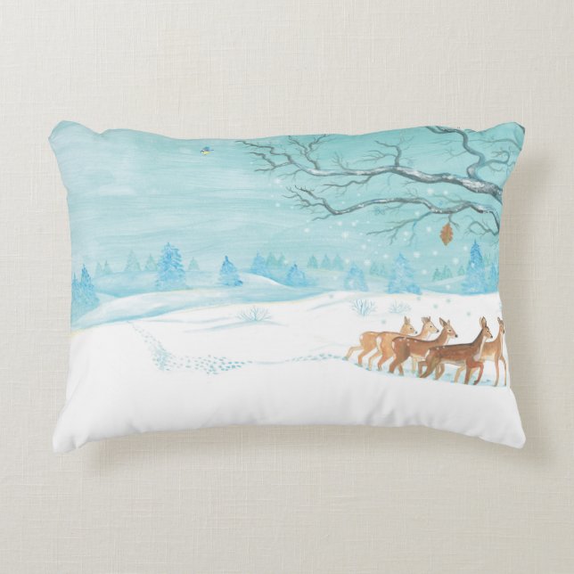 Roe-herder Winter Accent Kussen (Voorkant)