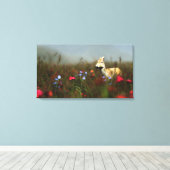 Roe in een Meadow Canvas Print (Insitu (Houten vloer))