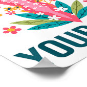 Roe Roe Roe Uw stem Bloemen Feministische Bloemen Poster (Hoek)