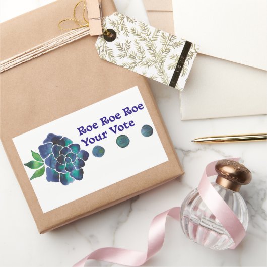 Roe Roe Roe Your Vote Blue Waterverf Roos Rechthoekige Sticker (Geschenken)