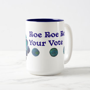 Roe Roe Roe Your Vote Blue Waterverf Roos Tweekleurige Koffiemok