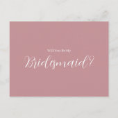 ROE Roze & Wit Eenvoudig Bruidsmeisje Briefkaart (Achterkant)