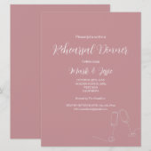 ROE Roze & Wit Eenvoudig Huwelijk repetitie diner Kaart (Voorkant / Achterkant)