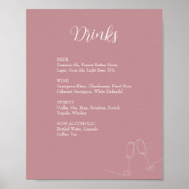 ROE Roze & Wit Eenvoudig wieden Drinken Teken Poster