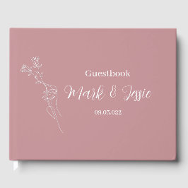 ROE Roze & Wit Eenvoudige Bruiloft Gastenboek