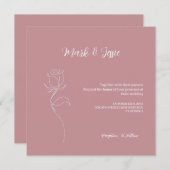 ROE Roze & Wit Eenvoudige Bruiloft Kaart (Voorkant / Achterkant)