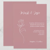 ROE Roze & Wit Eenvoudige Bruiloft Kaart (Voorkant / Achterkant)