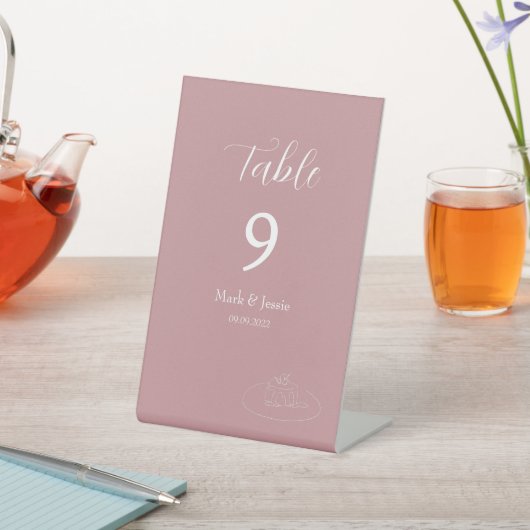 ROE Roze & Wit Eenvoudige Bruiloft Reclamebord Met Voetstuk (Insitu)