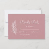 ROE Roze & Wit Eenvoudige Bruiloft RSVP Kaartje (Voorkant)