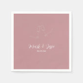 ROE Roze & Wit Eenvoudige Bruiloft Servet (Voorkant)