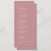 ROE Roze & Witte Eenvoudige Bruiloft Diner Menu (Voorkant / Achterkant)