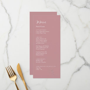 ROE Roze & Witte Eenvoudige Bruiloft Diner Menu